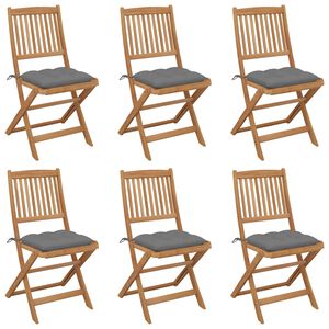 vidaXL Chaises pliantes 6 pi&egrave;ces avec coussins en bois d'acacia massif