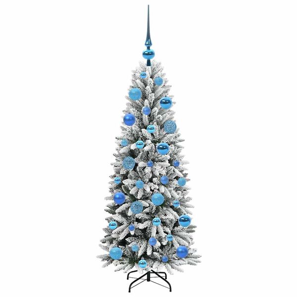 vidaXL Sapin de No&euml;l artificiel avec 150 LED avec support Blanc 120 cm