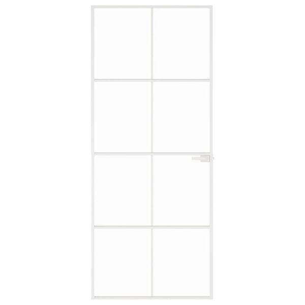 vidaXL Porte d'int&eacute;rieur Blanc 83x201,5 cm Tremp&eacute; verre aluminium fin
