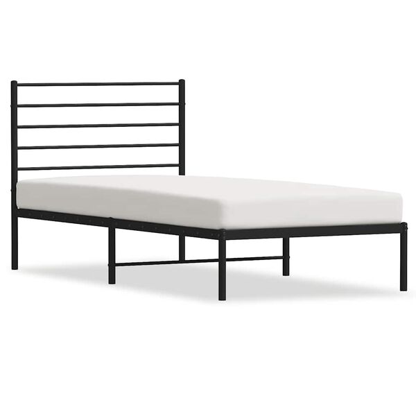 vidaXL Cadre de lit m&eacute;tal sans matelas avec t&ecirc;te de lit noir 107x203cm
