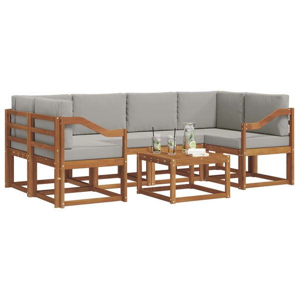 vidaXL Ensemble de canap&eacute;s d'ext&eacute;rieur 7 pcs Gris Naturel et Clair