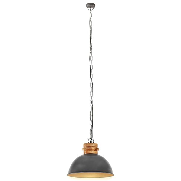 vidaXL Lampe suspendue industrielle Gris Rond 32 cm E27 Manguier