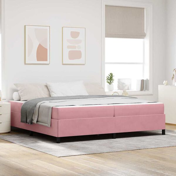 vidaXL Cadre de lit avec matelas Rose 200 x 200 cm tissu