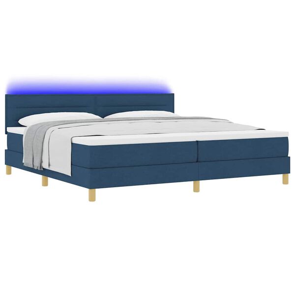 vidaXL Lit &agrave; ressort LED avec matelas avec LED Bleu 200 x 200 cm tissu