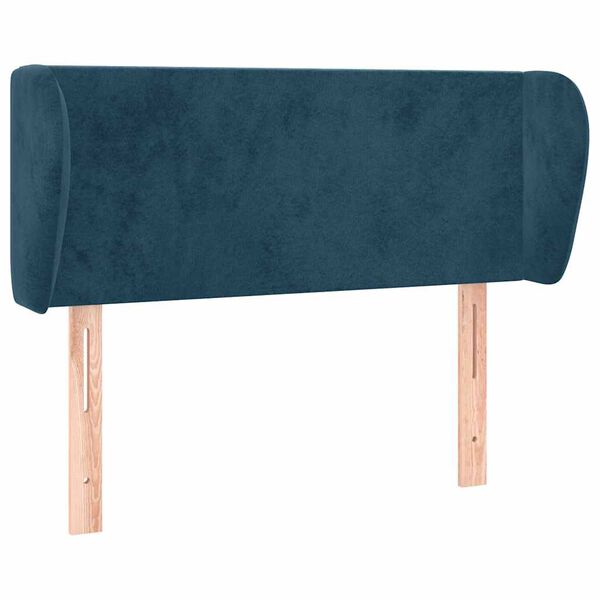 vidaXL T&ecirc;te de lit avec oreilles Bleu fonc&eacute; 103x23x78/88 cm Velours