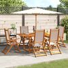 vidaXL Ensemble &agrave; Manger de jardin 7pcs bois d'acacia solide textil&egrave;ne