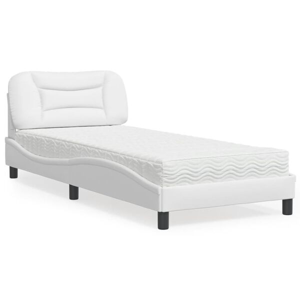vidaXL Lit avec matelas Hvar blanc 90x190 cm similicuir