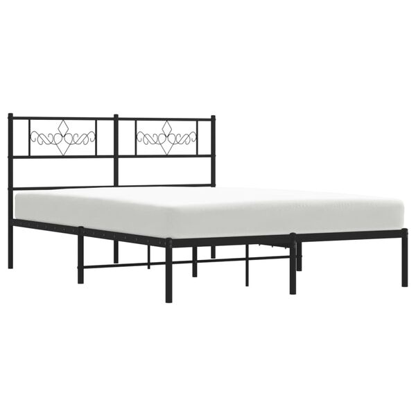 vidaXL Cadre de lit m&eacute;tal sans matelas avec t&ecirc;te de lit noir 140x200cm