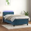 vidaXL Sommier &agrave; lattes de lit avec matelas et LED Bleu fonc&eacute; 90x190cm