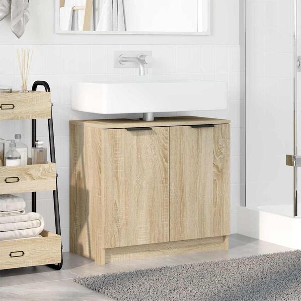 vidaXL Cabinet de salle de bain Ch&ecirc;ne Sonoma 64,5 x 33,5 x 59 cm