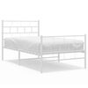 vidaXL Cadre de lit m&eacute;tal sans matelas avec pied de lit blanc 90x200cm