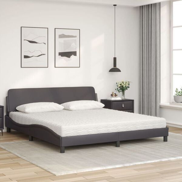 vidaXL Lit avec matelas Dover gris 180x200 cm similicuir