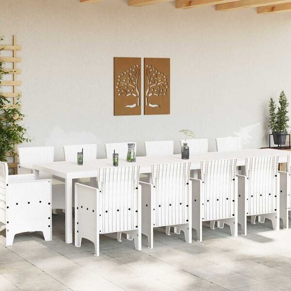 vidaXL Ensemble de salle à manger pour jardin 15 pcs Blanc Rattan Polt