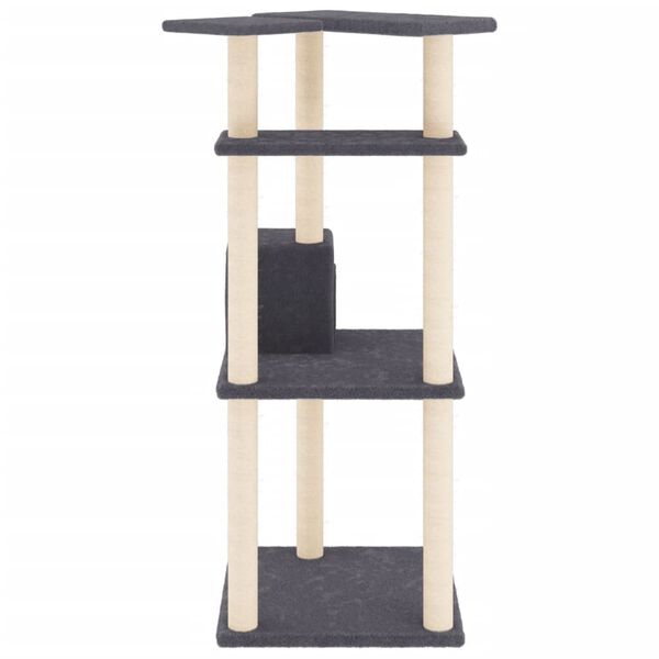 vidaXL Arbre à chat avec griffoirs en sisal gris foncé 123 cm