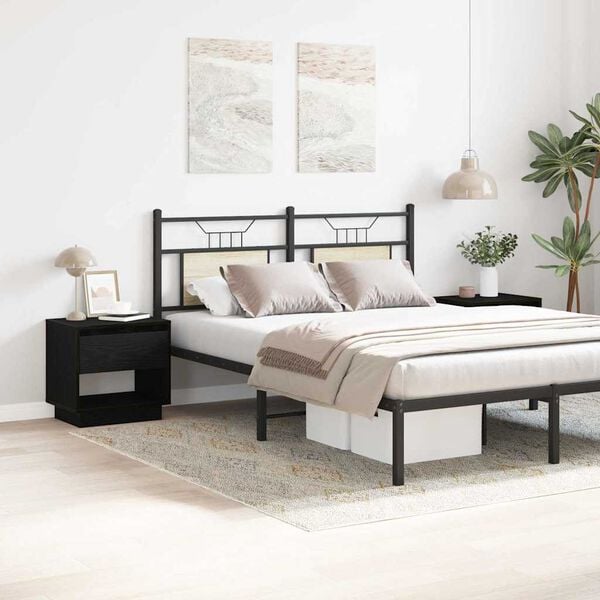 vidaXL Table de nuit avec tiroir 2 pcs Chêne noir 45 x 34 x 44 cm