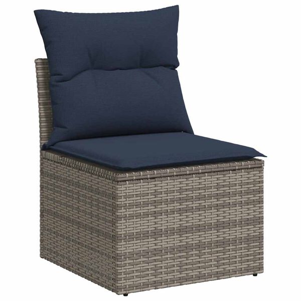 vidaXL Salon de jardin avec coussins 8 pcs gris r&eacute;sine tress&eacute;e acacia