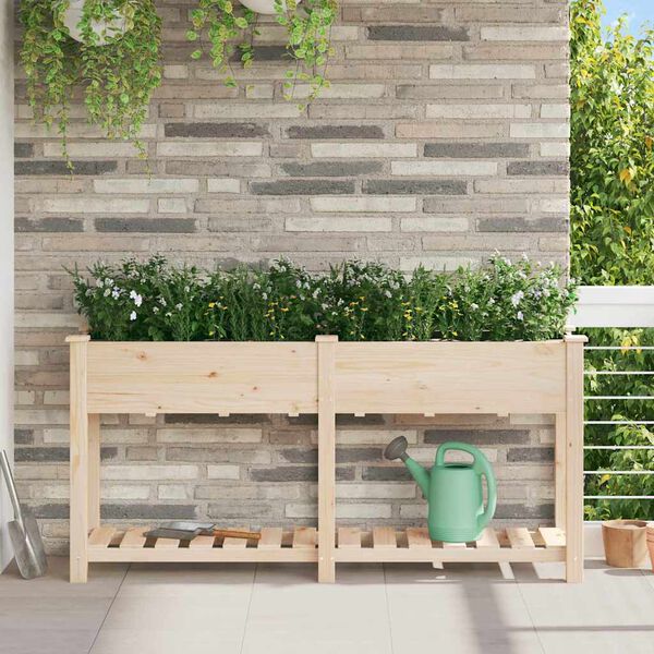 vidaXL Cache-pot de jardin avec &eacute;tag&egrave;re Beige 161 x 43 x 76,5 cm