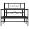 vidaXL Cadre de lit m&eacute;tal sans matelas avec pied de lit noir 100x190cm
