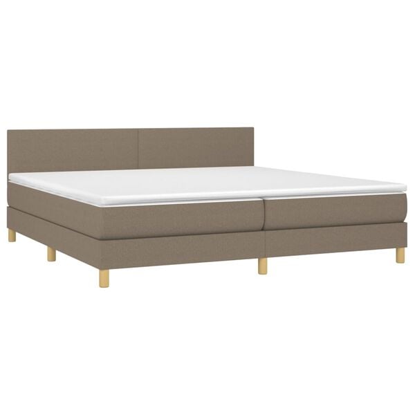 vidaXL Sommier &agrave; lattes de lit avec matelas Taupe 200x200 cm Tissu