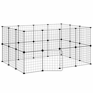 vidaXL Cage animaux de compagnie &agrave; 28 panneaux et porte Noir 140x105x70 cm