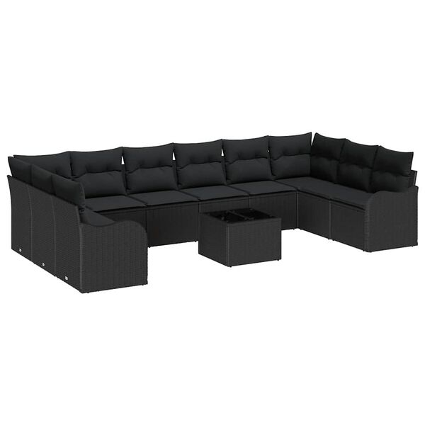 vidaXL Ensemble de canap&eacute; de jardin Noir polyrotin