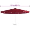 vidaXL Tissu de remplacement pour parasol d'ext&eacute;rieur Bordeaux 515 cm