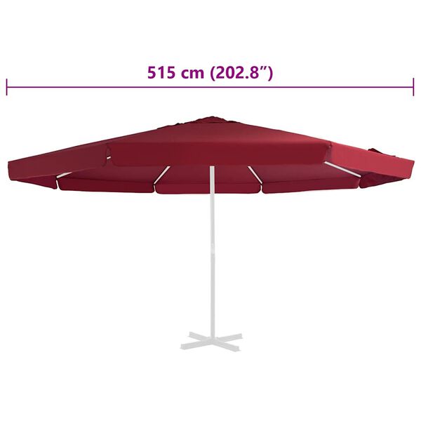 vidaXL Tissu de remplacement pour parasol d'ext&eacute;rieur Bordeaux 515 cm