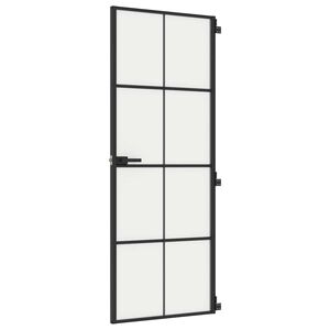 vidaXL Porte int&eacute;rieure mince noir 76x201,5 cm verre tremp&eacute; aluminium