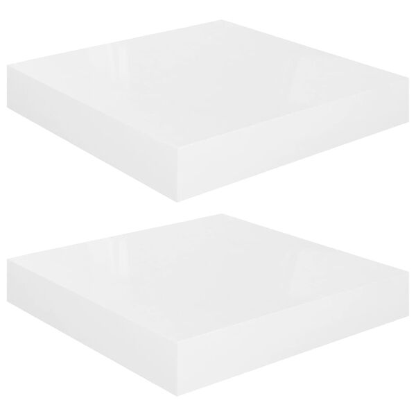 vidaXL Étagère murale flottante 2 pcs Blanc brillant 23x23,5x3,8cm MDF