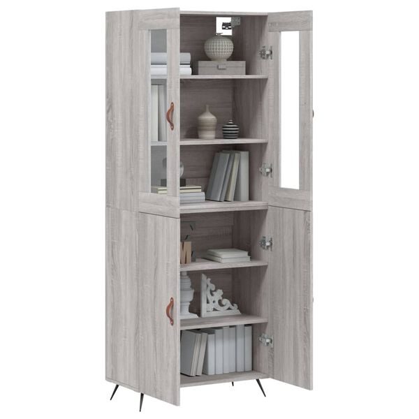 vidaXL Buffet haut Sonoma gris 69,5x34x180 cm Bois d'ing&eacute;nierie