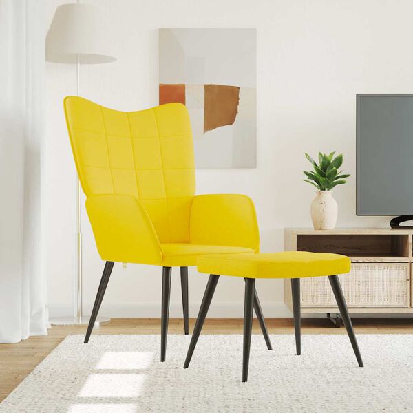 vidaXL Chaise de relaxation avec tabouret Jaune moutarde Tissu