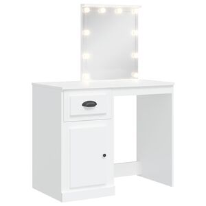 vidaXL Coiffeuse avec lumi&egrave;res LED blanc 90x42x132,5 cm