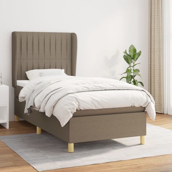 vidaXL Sommier &agrave; lattes de lit avec matelas Taupe 80x200 cm Tissu