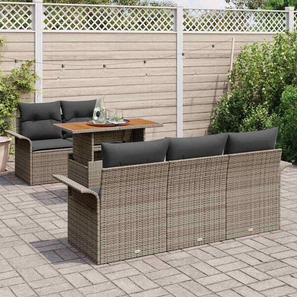 vidaXL Ensemble de canap&eacute; de jardin 6 pcs Gris Poly rotin