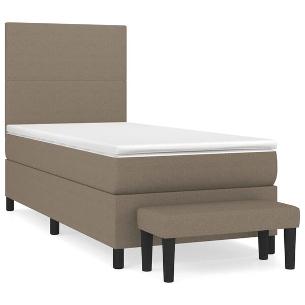 vidaXL Sommier &agrave; lattes de lit avec matelas Taupe 90x190 cm Tissu