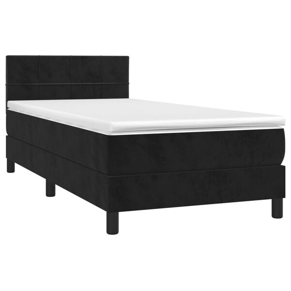 vidaXL Sommier &agrave; lattes de lit avec matelas Noir 90x190 cm Velours