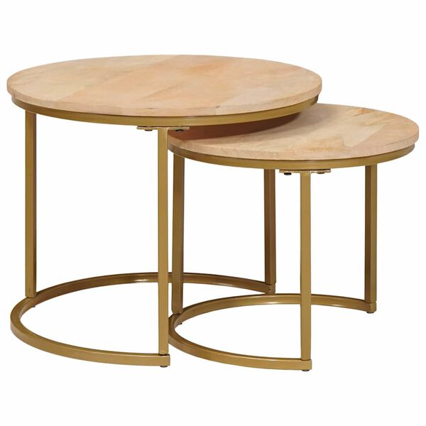 vidaXL Tables basses gigognes 2 pcs Bois de mangue massif et acier