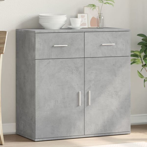 vidaXL Buffet gris b&eacute;ton 79x38x80 cm bois d'ing&eacute;nierie