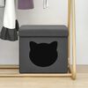 vidaXL Tabouret de rangement pliable et motif de chat Gris fonc&eacute; Tissu