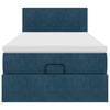 vidaXL Cadre de lit ottoman avec matelas bleu fonc&eacute; 90x190 cm velours