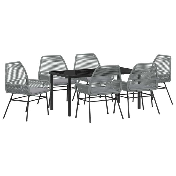 vidaXL Ensemble de salle &agrave; manger pour jardin 7 pcs Gris polyrotin