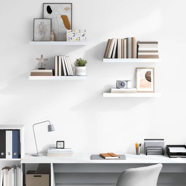 vidaXL &Eacute;tag&egrave;re murale flottante 4 pcs Blanc brillant 60x23,5x3,8cm MDF