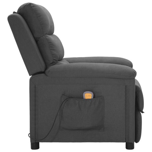 vidaXL Fauteuil de massage Gris fonc&eacute; Tissu