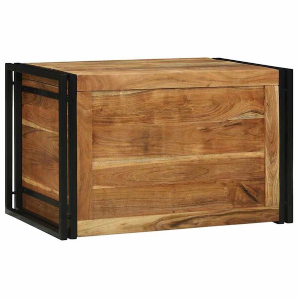 vidaXL Bo&icirc;te de rangement Marron et Noir 80 x 50 x 50 cm Bois d'acacia