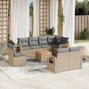 vidaXL Salon de jardin avec coussins 9pcs m&eacute;lange beige r&eacute;sine tress&eacute;e