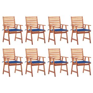 vidaXL Chaises &agrave; manger d'ext&eacute;rieur lot de 8 et coussins Acacia massif