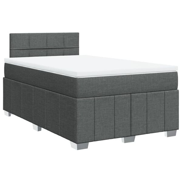 vidaXL Sommier à lattes de lit avec matelas gris foncé 120x190cm tissu