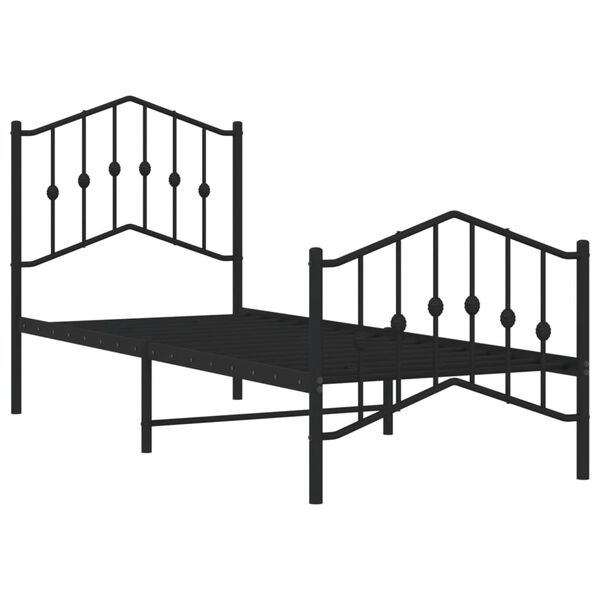 vidaXL Cadre de lit métal sans matelas avec pied de lit noir 75x190 cm