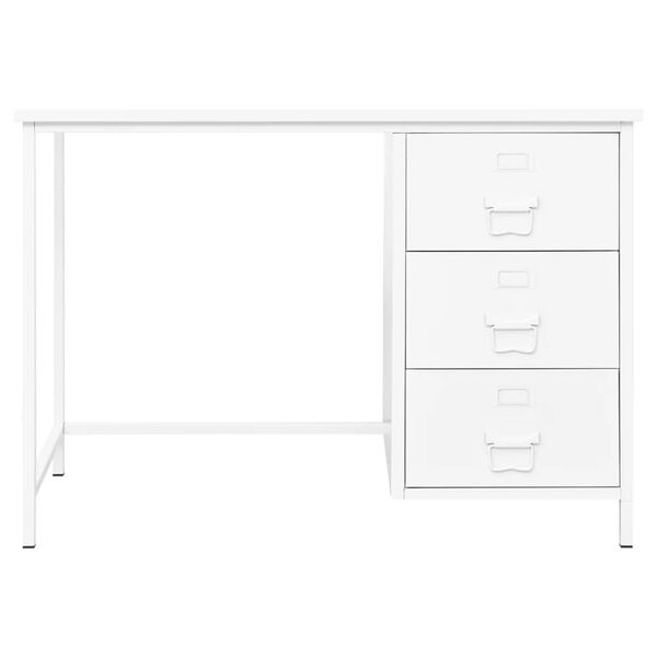 vidaXL Bureau industriel avec tiroirs Blanc 105x52x75 cm Acier