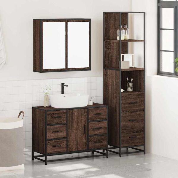vidaXL Ensemble de meubles de salle de bain 3 pcs Chêne marron